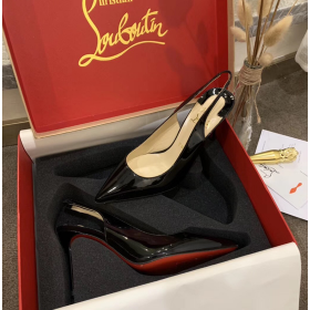Christian Louboutin Clare Slynge 80mm Pumps Patent Læder Sort CL Sko