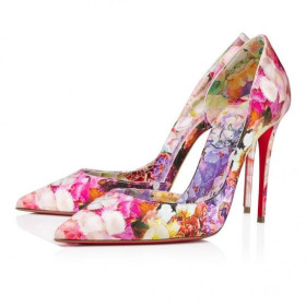 Christian Louboutin Iriza 100mm Pumper Crepe Satin Blomstrende Print Flerfarvet CL Sko