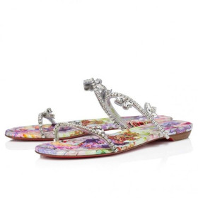 Christian Louboutin Bare Queenie Muldyr Pvc Og Kalv Læder Blomstrende Print Flerfarvet Christian Louboutin Sko