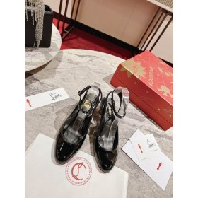 Christian Louboutin Lipsita Jane Patent Læder Mary Jane Pumper 55 Sort CL Sko