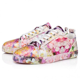 Christian Louboutin Louis Junior Sneakers Crepe Satin Blomstrende Print Flerfarvet Christian Louboutin Sko