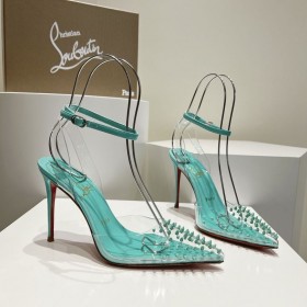 Christian Louboutin Spikoo 100mm Pumper PVC Og Læder Mint