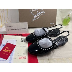 Christian Louboutin Sød Janispikes Ballerinaer Patent Kalv Læder Sort