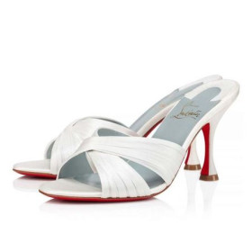 Christian Louboutin Muldyr Nicol Er Tilbage 85 mm Fra Hvid/Blå Satin foring