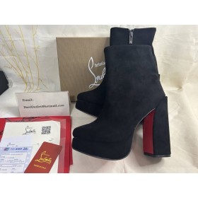 Christian Louboutin Platforme Movida Booty 130 mm Sort Ruskind Kalveskind