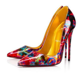 Christian Louboutin Pumper, Så Kate 120 mm Multi/lin Gul Patent