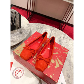 Christian Louboutin Mamadrague Square Toe Ballet Flat Velvet Loubi