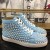 Christian Louboutin Louis Pigge High-Top Sneakers Kalv Læder Lys Blå