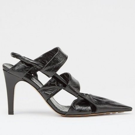 Bottega Veneta BV Punt Slingback Sandalen Zwart Lamsvacht Bottega Veneta Schoenen