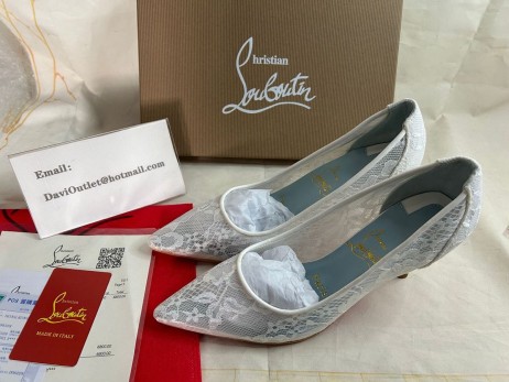 Christian Louboutin Kant 554 Pompen 85mm Laag Uitgesneden Witte Christian Louboutin Schoenen