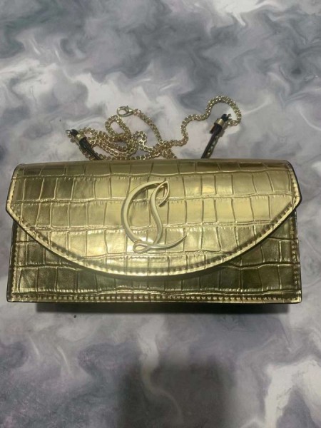 Christian Louboutin Loubi54 Koppeling Croc-reliëf Leer Metallic Goud
