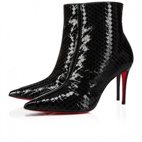 Christian Louboutin Dus Kate Buit 85 Mm Lage Laarzen In Reliëf Patent Kalf Zwart Christian Louboutin Schoenen