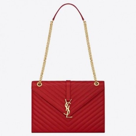 Saint Laurent Grote Monogramme Envelop Rode Schoudertas