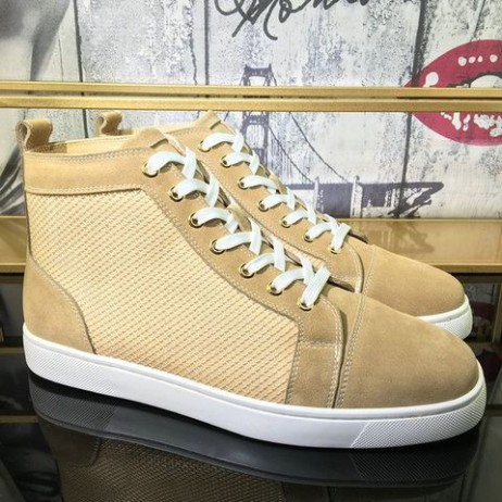 Christian Louboutin Louis Orlato High-Top Sneakers Suede Lederen Zand