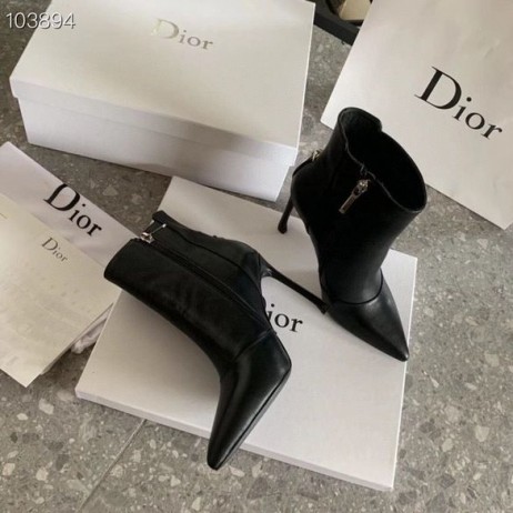 Dior D-Fame Hakken Enkellaars Zwart Kalfsleer 80mm