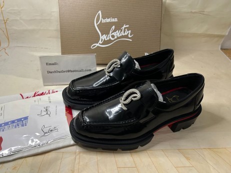 Christian Louboutin Cl Mg Lug Strass Loafers Kalfsleer Zwart Christian Louboutin Schoenen