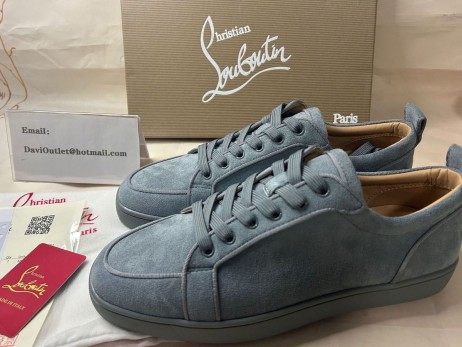 Christian Louboutin Rantulow Sneakers Veau Velours Grijs CL Schoenen