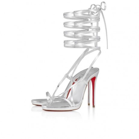 Christian Louboutin Sekmeta Alta 120mm Platform Sandalen Iriserende Nappa Leder Zilver