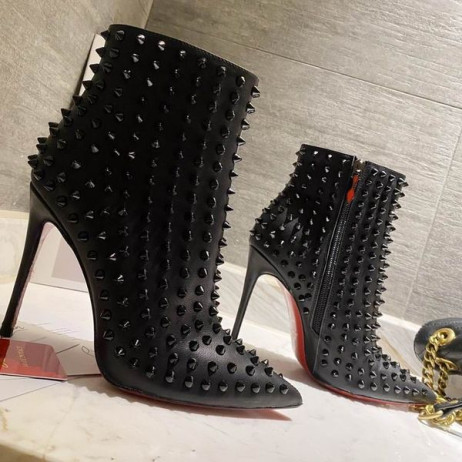 Christian Louboutin Snakilta Spiked Enkel Laarzen 120mm Kalfsleer Zwart