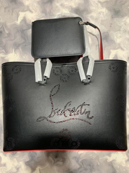 Christian Louboutin Cabata Leather Tote Bag Black CL Tassen