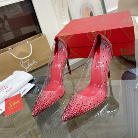 Christian Louboutin Degrastrass Pompen PVC Patent Leder Rood CL Schoenen