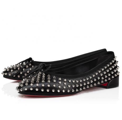 Christian Louboutin Schatje Jane Spikes Ballerina Pump Nappa Leder Zwart