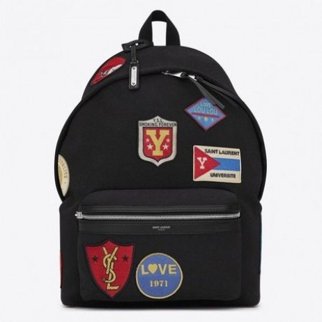 Saint Laurent Black City Rugzak Patches Saint Laurent Tassen