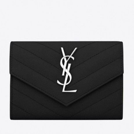 Saint Laurent Kleine Envelop Portemonnee Noir Leer Saint Laurent Portemonnee