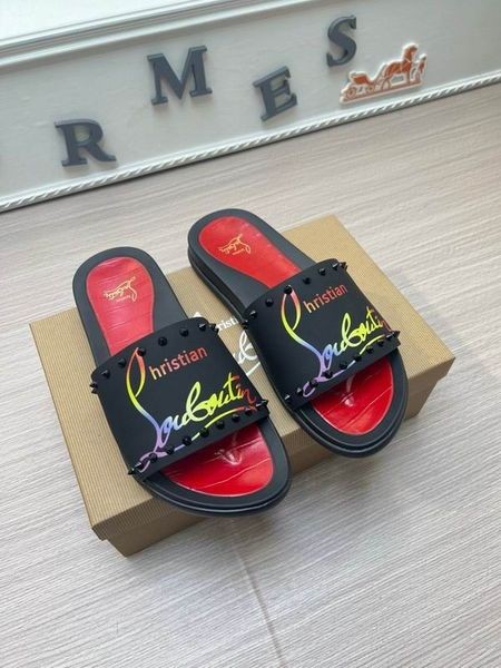 Christian Louboutin Geschilderd Spikes Slippers Mannen Dia ' S Van Christian Louboutin Schoenen