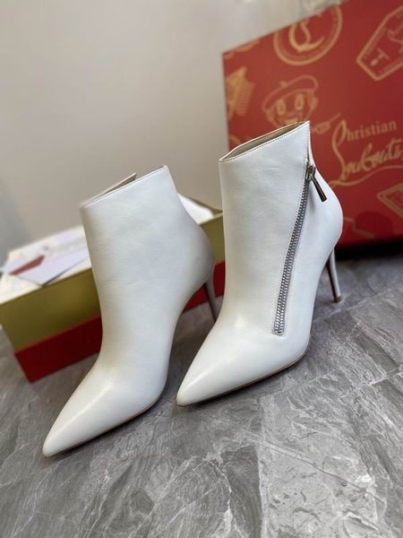 Christian Louboutin BirgiKate enkellaarsjes 85mm Kalfsleer CL Witte Schoenen