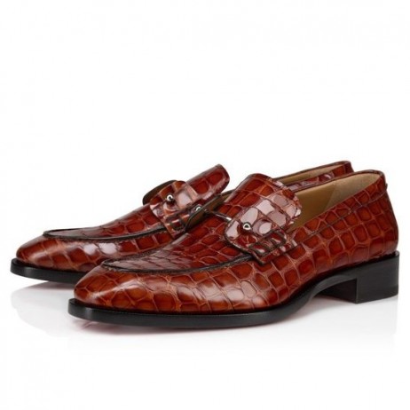 Christian Louboutin Chambelimoc Loafers Alligator In Reliëf Kalfsleer Acajou
