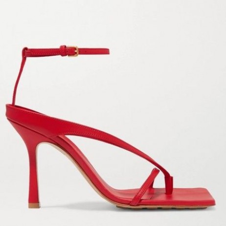 Bottega Veneta Enkel band Stretch Sandalen Rood Lederen Bottega Veneta, Sandalen