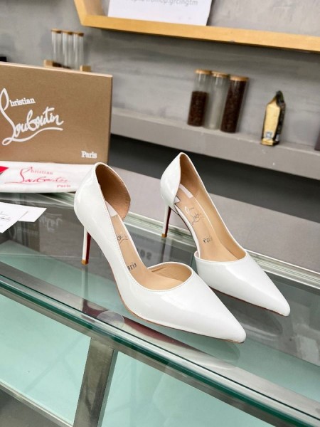 Christian Louboutin Iriza 85mm Pompen Patent Leather White Christian Louboutin Schoenen