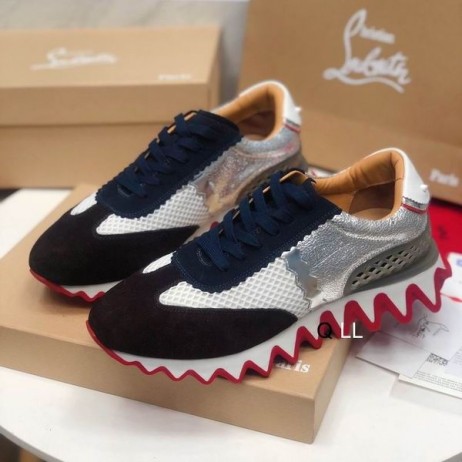 Christian Louboutin Loubishark Vrouwen Sneakers Kalfsleer En Suède Multicolor