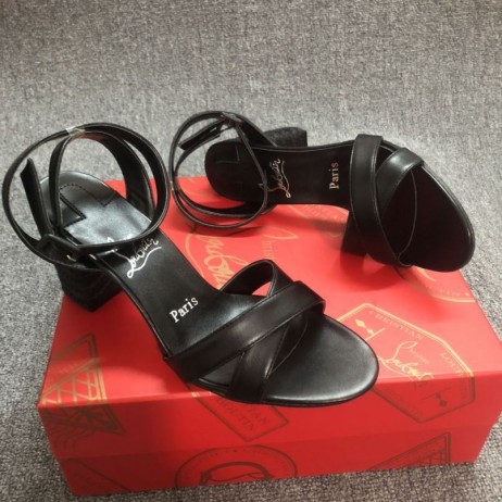 Christian Louboutin Mariza Blok Hak Sandalen 80mm Nappa Leder Zwart
