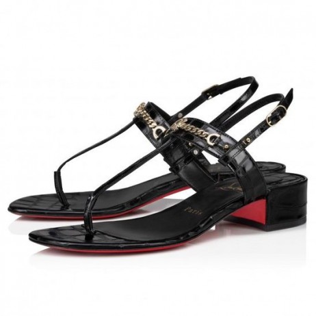 Christian Louboutin Mj Thong 25 Mm Muildieren Alligator In Reliëf Kalfsleer Zwart Christian Louboutin Schoenen