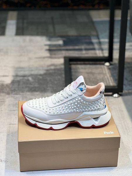 Christian Louboutin Neopreen Spike Sok Donna Platte Sneakers Wit