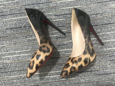 Christian Louboutin Pigalle Follies Pompen 100mm Patent Degraderen Luipaard Zwart