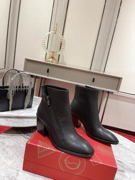 Christian Louboutin Santiazip 65mm Leder Enkel Laarzen Zwart CL Schoenen