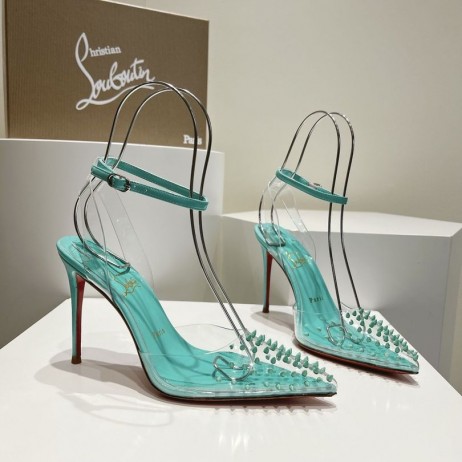 Christian Louboutin Spikoo 100mm Pompen, PVC En Leder Mint