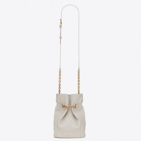 Saint Laurent Le Maillon Haak Bucket Bag Wit Lamsvel Saint Laurent Tassen