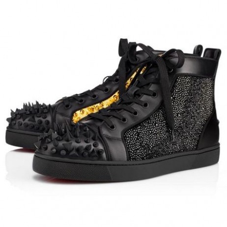 Christian Louboutin High-top Geen Limiet Flatscreen Zwart/gouden Kalf