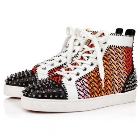 Christian Louboutin Hoge Top Lou Spikes Versie Multi Kalf