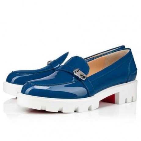 Christian Louboutin Lock Woody Flatscreen Ludwig/bianco Patent