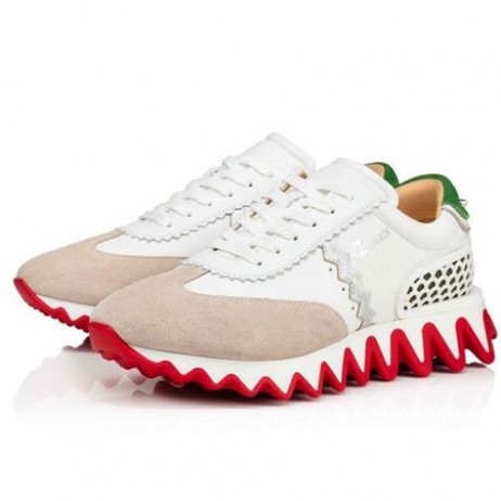 Christian Louboutin Runner Loubishark Flatscreen Versie Witte Kalf Sneaker