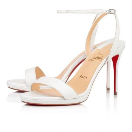Christian Louboutin Sandal Loubi Koningin 100 mm Bianco Leer