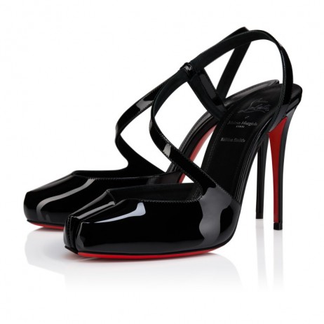 Christian Louboutin Loubiella 100 Mm Slingback Pumps Patent Calf Leather Black