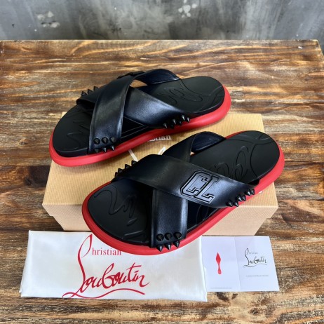 Christian Louboutin Men Slipper Sandals Rubber Black