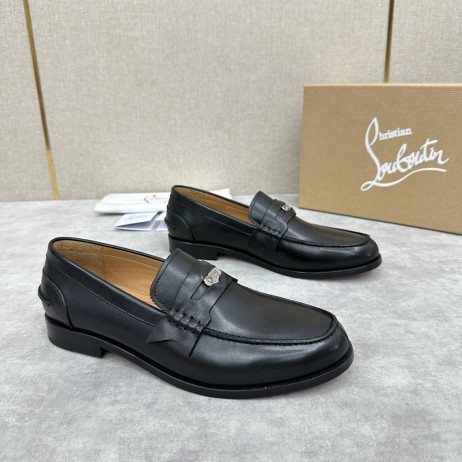 Christian Louboutin Penny Loafers Smooth Calf Leather Black