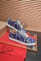 Christian Louboutin Louis Junior Low-top Sneakers Allover Logo Stof Navy